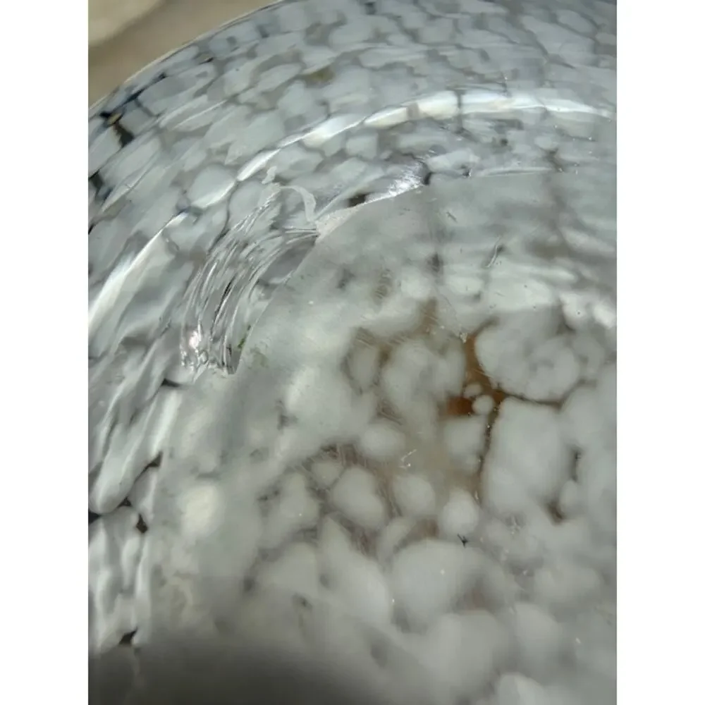 Vintage MCM Heavy Art Glass Window Porthole Vase Tortoiseshell Leopard 9